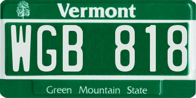 VT license plate WGB818