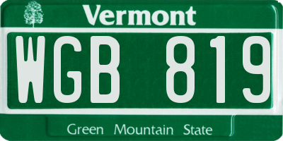 VT license plate WGB819