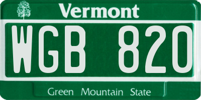 VT license plate WGB820