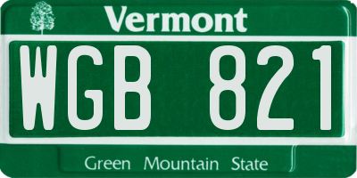 VT license plate WGB821