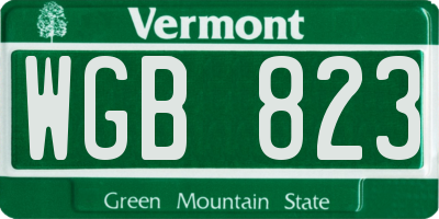VT license plate WGB823