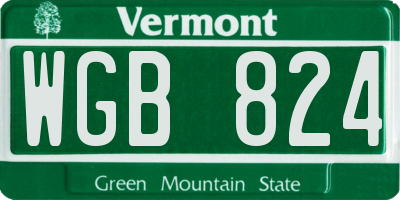 VT license plate WGB824