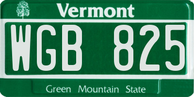 VT license plate WGB825