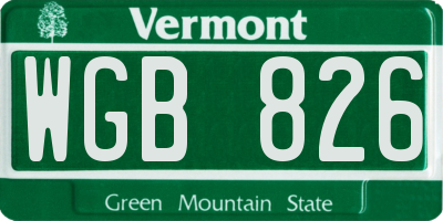 VT license plate WGB826