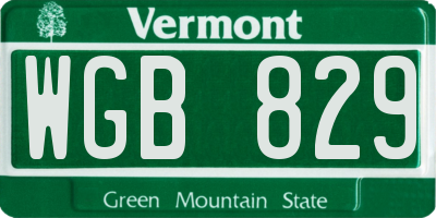 VT license plate WGB829