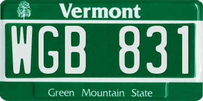 VT license plate WGB831