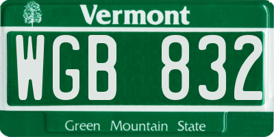 VT license plate WGB832