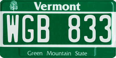 VT license plate WGB833