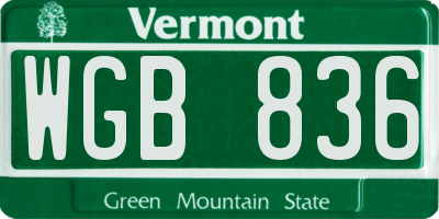 VT license plate WGB836