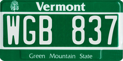 VT license plate WGB837