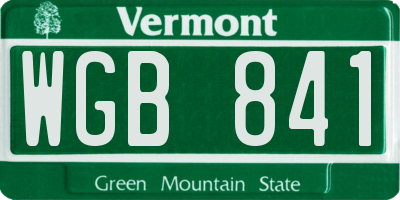 VT license plate WGB841