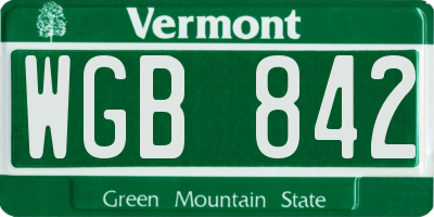 VT license plate WGB842