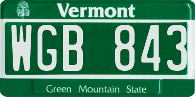 VT license plate WGB843