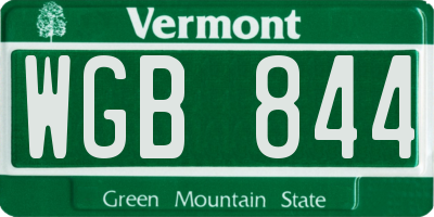 VT license plate WGB844
