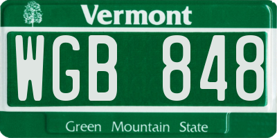 VT license plate WGB848