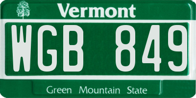 VT license plate WGB849