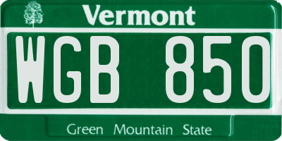 VT license plate WGB850