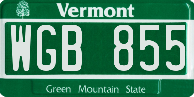 VT license plate WGB855