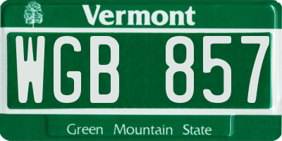 VT license plate WGB857
