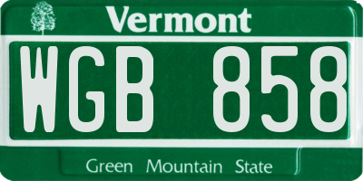 VT license plate WGB858