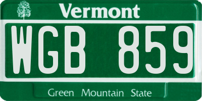 VT license plate WGB859