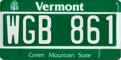 VT license plate WGB861