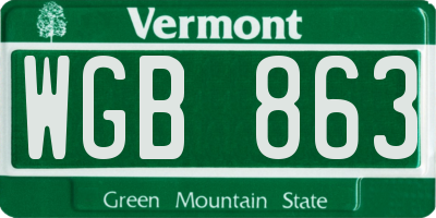 VT license plate WGB863