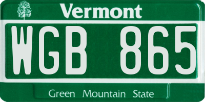 VT license plate WGB865