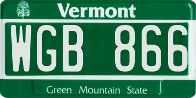 VT license plate WGB866