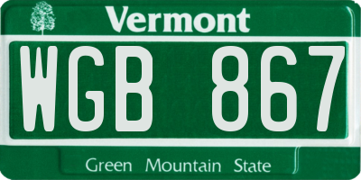 VT license plate WGB867