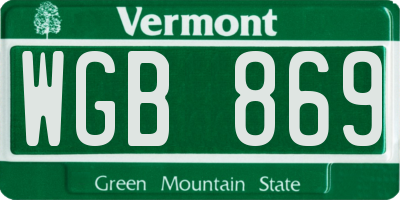 VT license plate WGB869