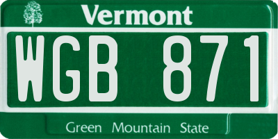 VT license plate WGB871