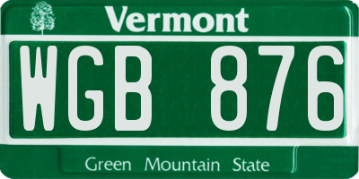 VT license plate WGB876
