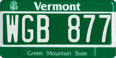 VT license plate WGB877