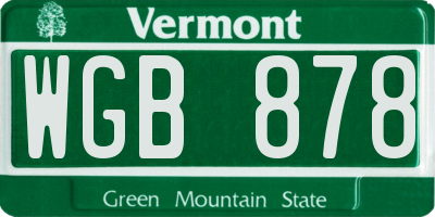 VT license plate WGB878