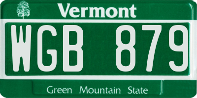 VT license plate WGB879