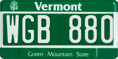 VT license plate WGB880
