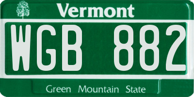 VT license plate WGB882