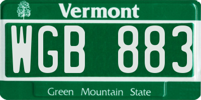 VT license plate WGB883