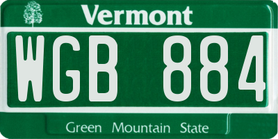 VT license plate WGB884