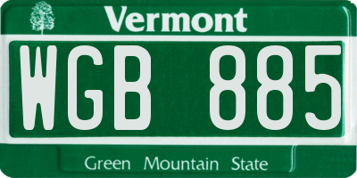 VT license plate WGB885