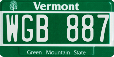 VT license plate WGB887
