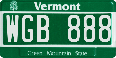 VT license plate WGB888