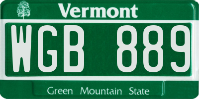 VT license plate WGB889