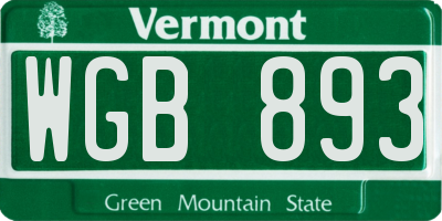 VT license plate WGB893