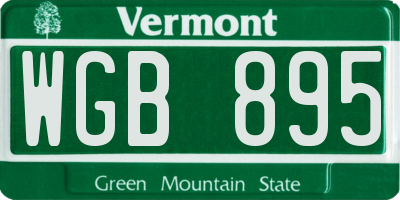 VT license plate WGB895