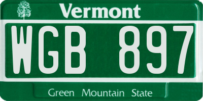 VT license plate WGB897
