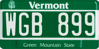 VT license plate WGB899