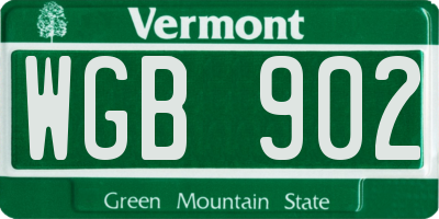 VT license plate WGB902