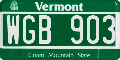 VT license plate WGB903